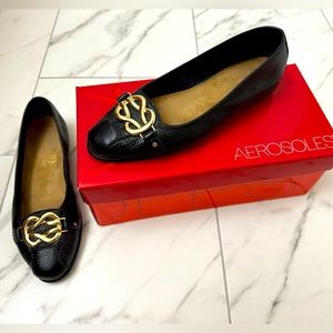 ✨Sale! Aerosoles High Bet black leather flats memory foam size 7.5